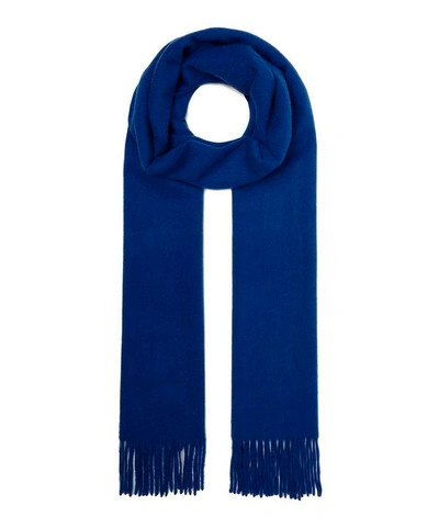 Shop Johnstons Of Elgin Extra Fine Merino Wool Scarf In Blue