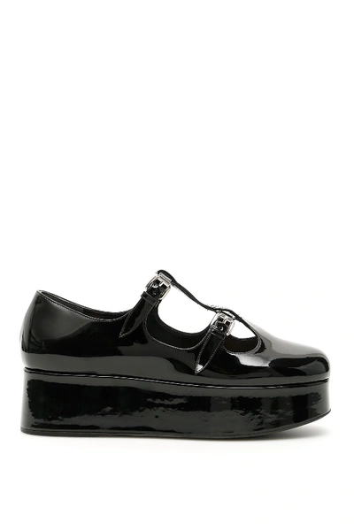 Shop Miu Miu Patent Platfrom Ballerinas In Nero (black)