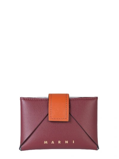 Shop Marni Origami Card Holder With Logo In Rosso