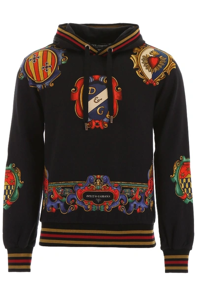 Shop Dolce & Gabbana Heraldic Print Hoodie In Dg Fdo Nero (black)