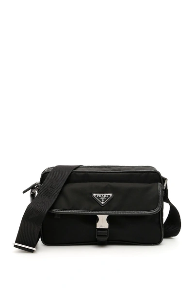 Shop Prada Nylon Messenger Bag In Nero (black)