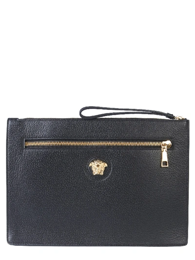 Shop Versace Large Palazzo Clutch In Nero