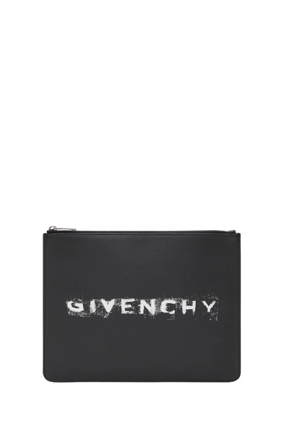 Shop Givenchy Spray Logo Pouch In Nero