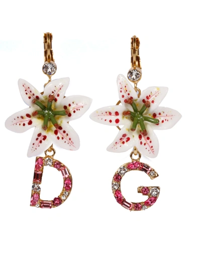 Shop Dolce & Gabbana Floral Earrings In Oro