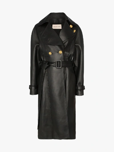 Shop Alexandre Vauthier Double-breasted Leather Trench Coat In Black