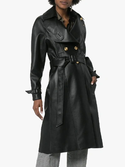 Shop Alexandre Vauthier Double-breasted Leather Trench Coat In Black