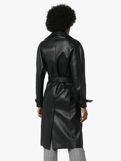 Shop Alexandre Vauthier Double-breasted Leather Trench Coat In Black