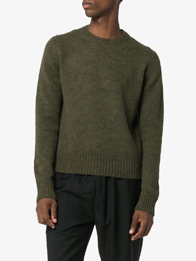 Shop Prada Green Crew Neck Wool Sweater In 105 - Green