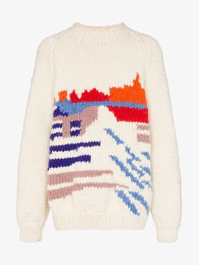 Shop Bethany Williams Intarsia Knit Sweater In White
