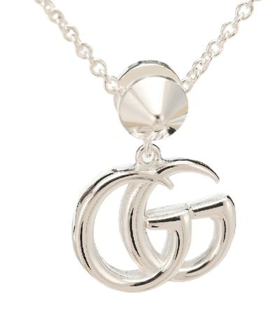 Gucci Double G Mother-of-pearl And Topaz-embellished Sterling Silver Necklace In Silver
