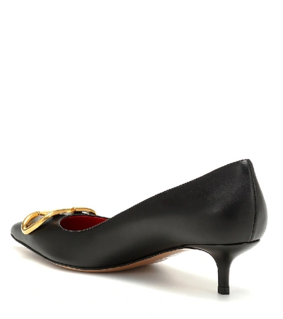 Shop Valentino Vlogo Leather Pumps In Black