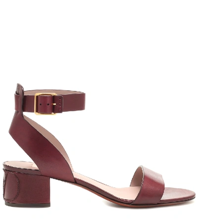 Shop Valentino Vlogo Leather Sandals In Brown