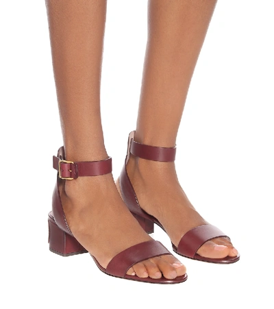 Shop Valentino Vlogo Leather Sandals In Brown