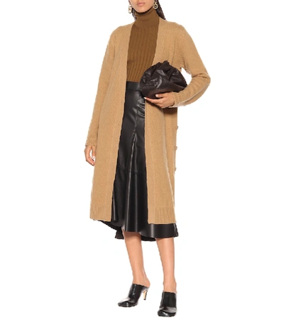 Shop Bottega Veneta Long Wool Cardigan In Brown