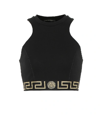 Shop Versace Technical Crop Top In Black