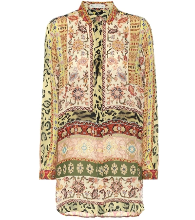 Shop Etro Printed Silk Blouse In Green