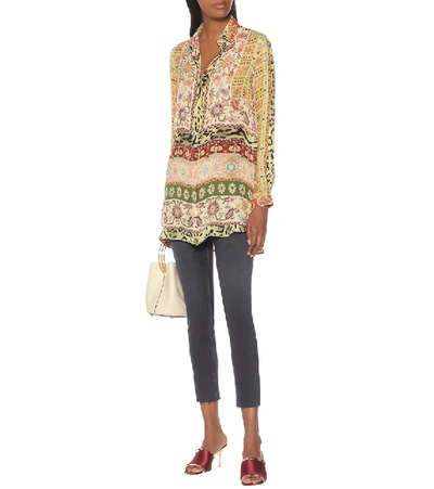 Shop Etro Printed Silk Blouse In Green