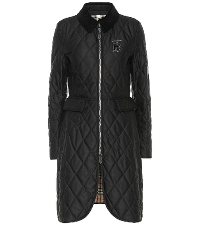 Shop Burberry Ongar Quilted Coat In Black