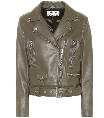 Shop Acne Studios Mock Leather Jacket In Green