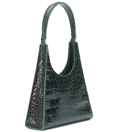 Shop Staud Rey Embossed Leather Shoulder Bag In Green