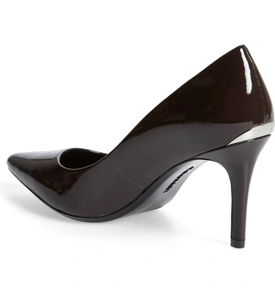 Shop Calvin Klein 'gayle' Pointy Toe Pump In Mahogany Patent Leather