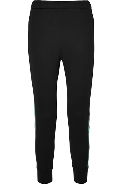 Shop Prada Striped Cotton-blend Jersey Track Pants In Black