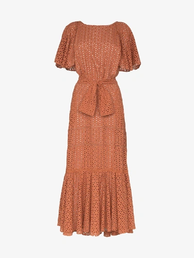 Shop Johanna Ortiz You Should Be Dancing Broderie Anglaise Dress In 110 - Orange