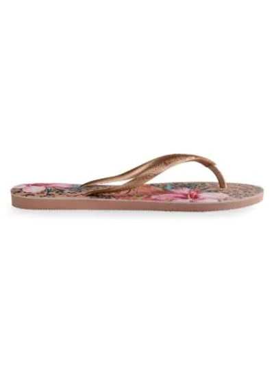 Shop Havaianas Slim Animal Floral Flip Flops In Crocus Rose