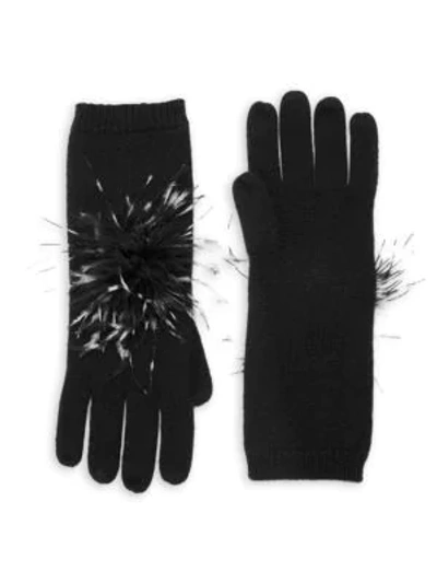 Shop Eugenia Kim Slone Cashmere & Feather Gloves In Black