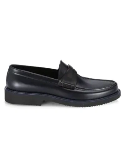 Shop Saks Fifth Avenue Men's Collection All-weather Penny Loafers In Black Navy