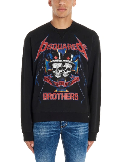 Shop Dsquared2 Logo Skull Twins Metal Sweatshirt In Black