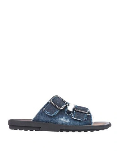 Shop Tod's Man Sandals Blue Size 6 Textile Fibers