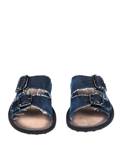 Shop Tod's Man Sandals Blue Size 6 Textile Fibers
