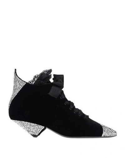 Shop Saint Laurent Woman Lace-up Shoes Black Size 8 Textile Fibers, Soft Leather