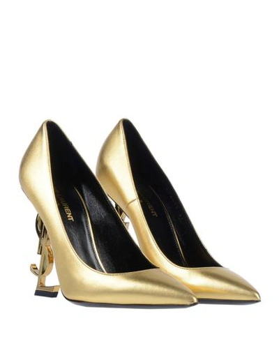 Shop Saint Laurent Woman Pumps Gold Size 8 Soft Leather