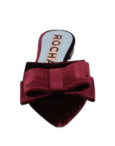 Rochas Mules In Maroon