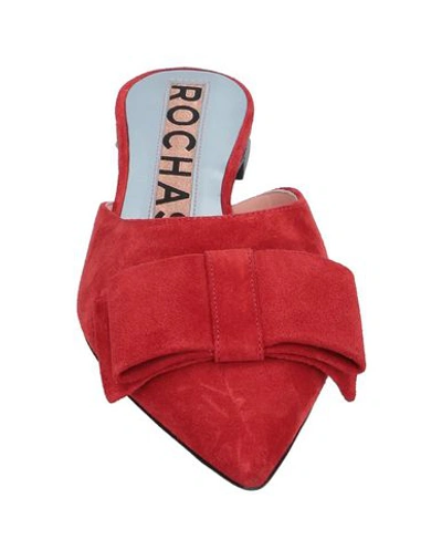 Rochas Mules In Brick Red