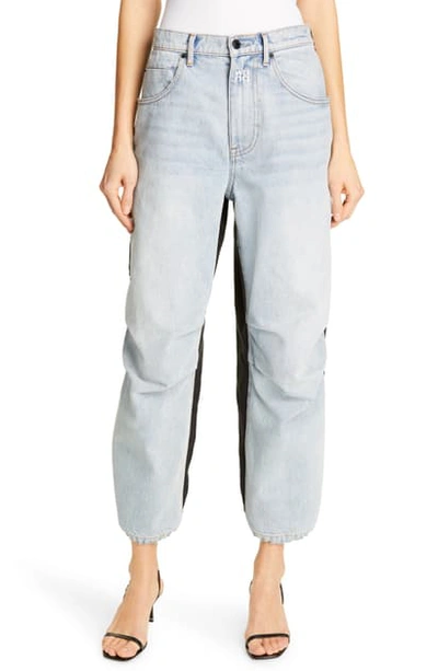 Shop Alexander Wang Pack Mixed Media Pants In Bleach/ Black