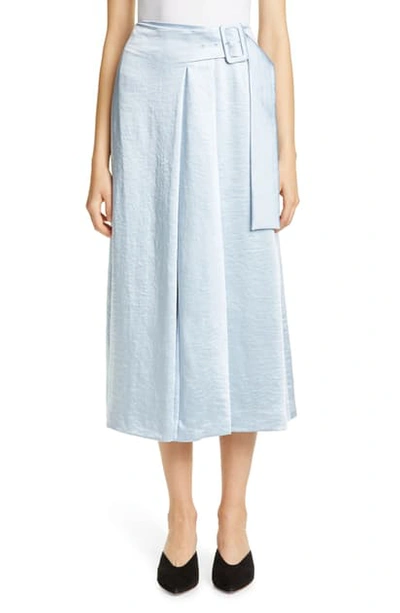 Shop Rejina Pyo Ellis Belted Satin Wrap Skirt In Satin Blue