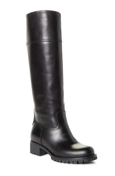 Shop Prada Lug Sole Tall Boot In Black