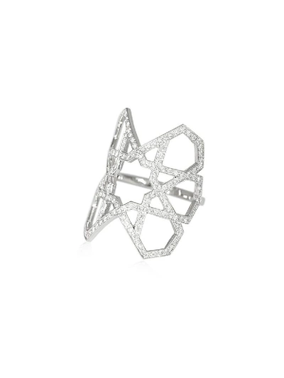 Shop Ralph Masri Arabesque Deco Diamond Ring In Silver