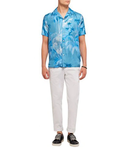 Shop Tod's Patterned Shirt In Sky Blue