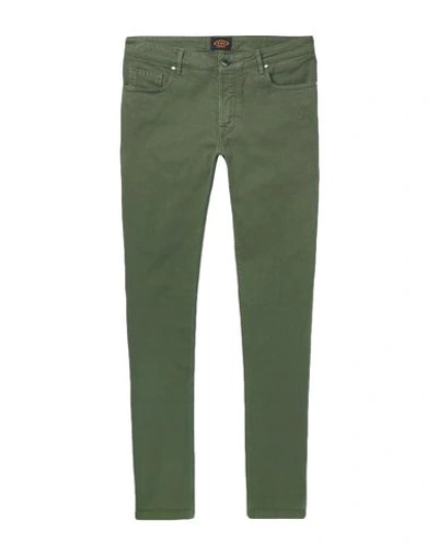 Shop Tod's Denim Pants In Military Green
