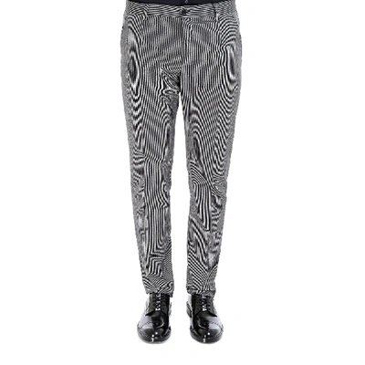 Shop Dolce & Gabbana Logo Trim Detail Pinstripe Trousers In Multi