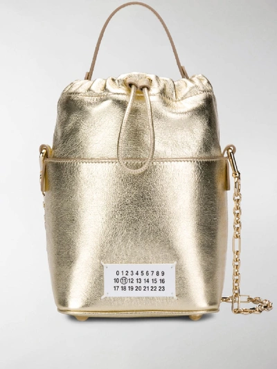 Shop Maison Margiela Logo Bucket Bag In Gold