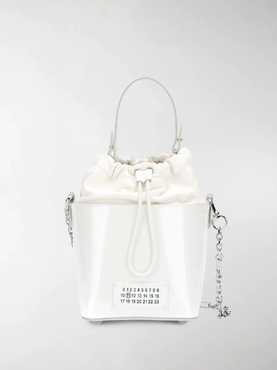Shop Maison Margiela Logo Bucket Bag In White