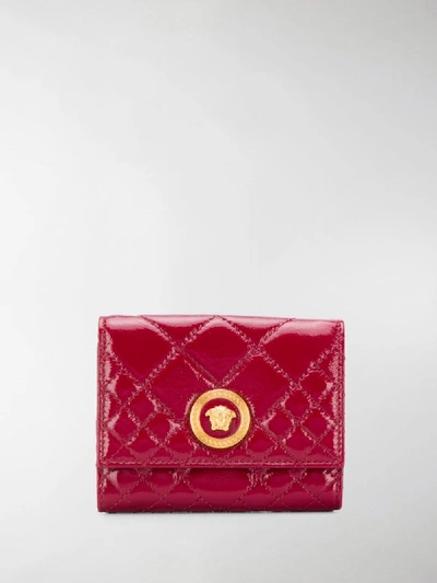 Shop Versace Medusa Plaque Wallet In Red