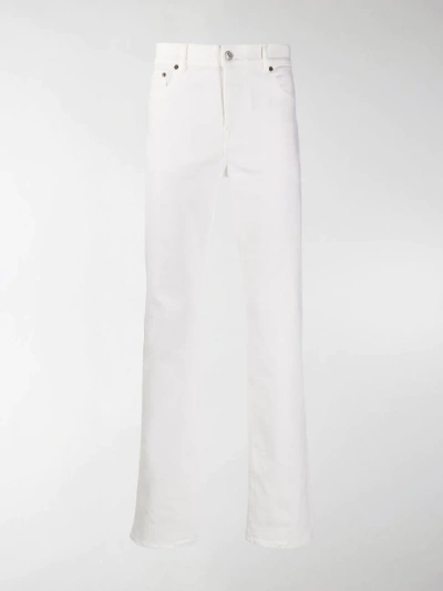 Shop Balenciaga Frayed Hem Jeans In White