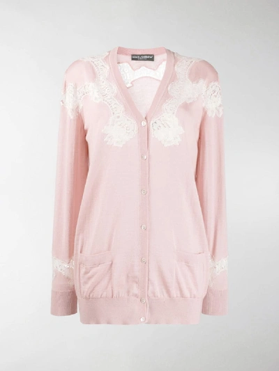 Shop Dolce & Gabbana Lace Cardigan In Pink