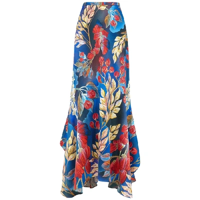 Shop Peter Pilotto Floral-print Hammered Silk Maxi Skirt